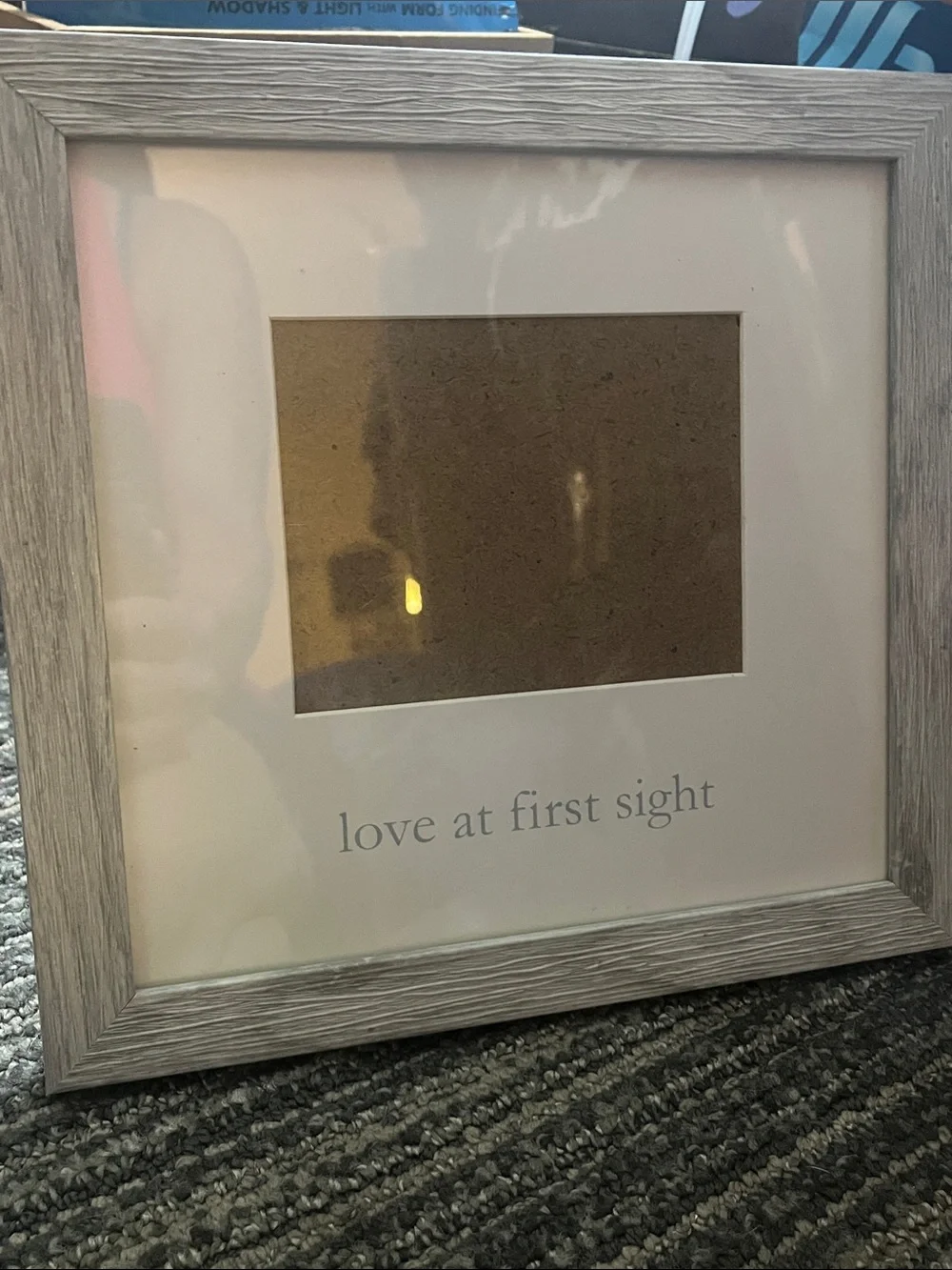 Neutral Grey Wood Picture Frame with 'Love at First Sight' Mat